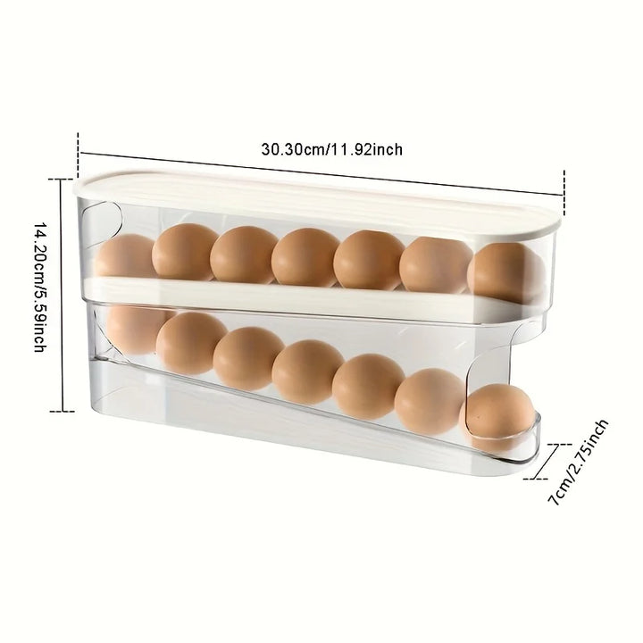 Double Layer Rolling Egg Dispenser Refrigerator Egg Storage Box Automatic Scrolling Egg Holder Household Large Capacity Kitchen