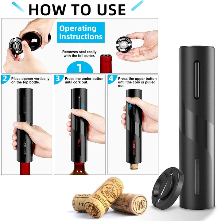 Electric Wine Opener Automatic Corkscrew Wine Openers for Beer Battery Bottle Opener Foil Cutter Kitchen Bar Can Opener