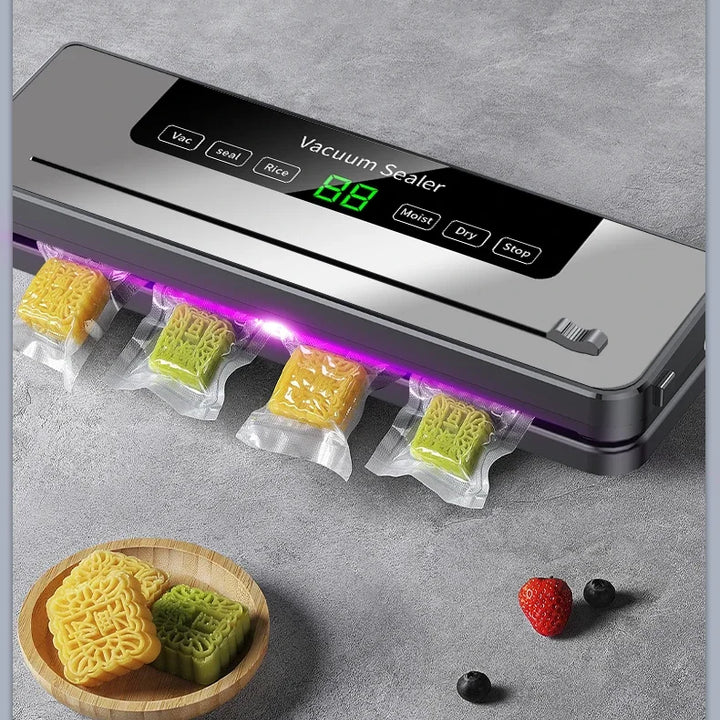 Electric Vacuum Sealer Dry/Wet Food Sealed Packaging Kitchen Food Storage Seal UV Sterilization Built-in Cutter Knife