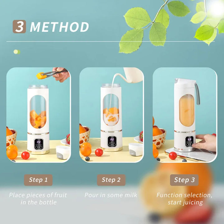 Xiaomi 450ml Fruit Juicer 8 Blades 3 Speeds USB Rechargeable Adjustable Double Lid Design Durable Ice Crusher Portable Blender