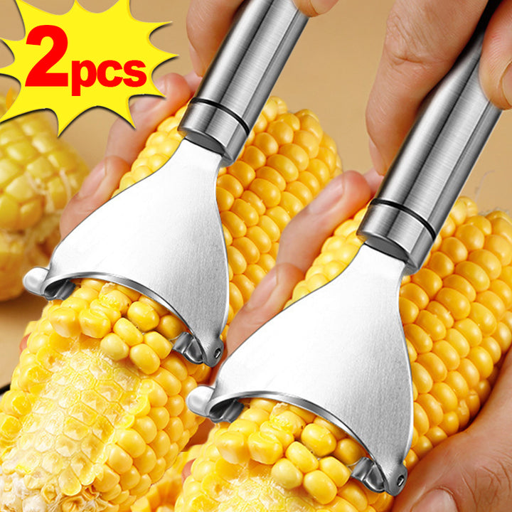 Stainless Steel Corn Peeler – Serrated Cob Stripper & Thresher Tool