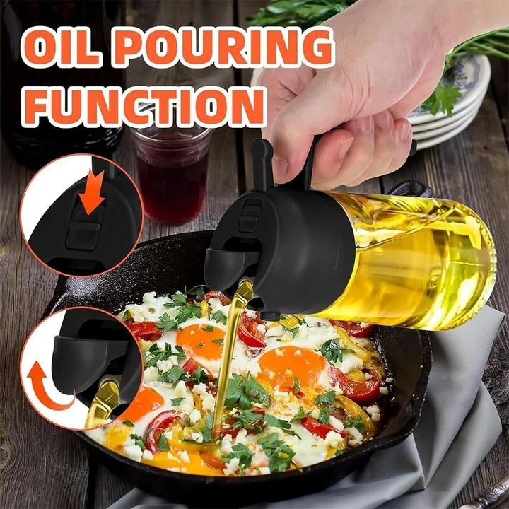 2 in1 Oil Spray Bottle Plastic Kitchen Barbecue Cooking Olive Oil Dispenser Oil Jar Baking Vinegar Soy Sauce Spray Container