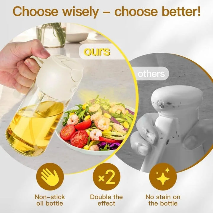 2 in1 Oil Spray Bottle Plastic Kitchen Barbecue Cooking Olive Oil Dispenser Oil Jar Baking Vinegar Soy Sauce Spray Container