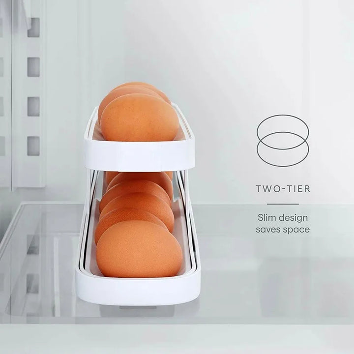 Double Layer Rolling Egg Dispenser Refrigerator Egg Storage Box Automatic Scrolling Egg Holder Household Large Capacity Kitchen