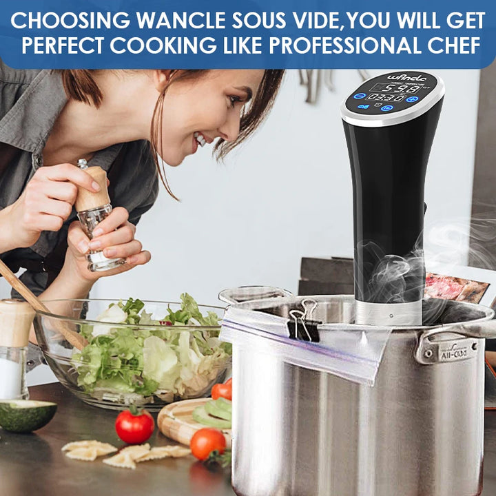 Wancle 1100W Sous Vide Cooker LCD Touch Immersion Circulator Accurate Cooking IPX7 Waterproof Vacuum Cooker with Digital Display