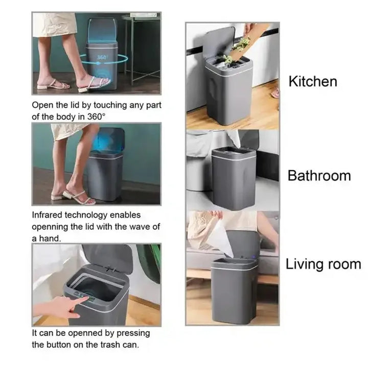 Touchless Smart Sensor Trash Can – 16L