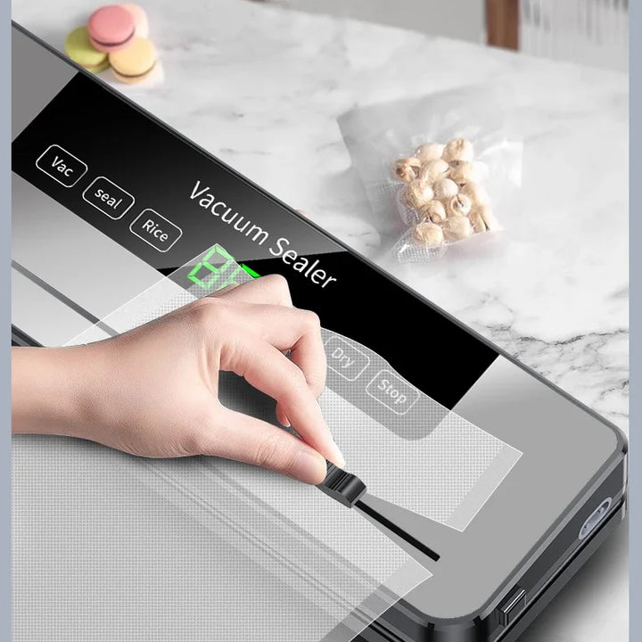 Electric Vacuum Sealer Dry/Wet Food Sealed Packaging Kitchen Food Storage Seal UV Sterilization Built-in Cutter Knife