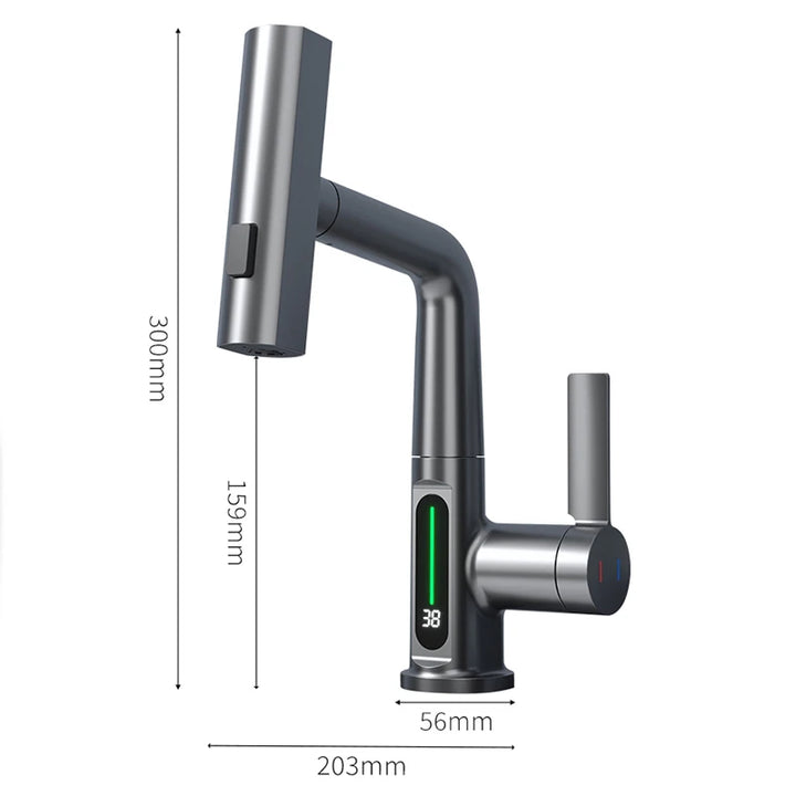 Waterfall Digital Display Basin Faucet for Kitchen & Bathroom