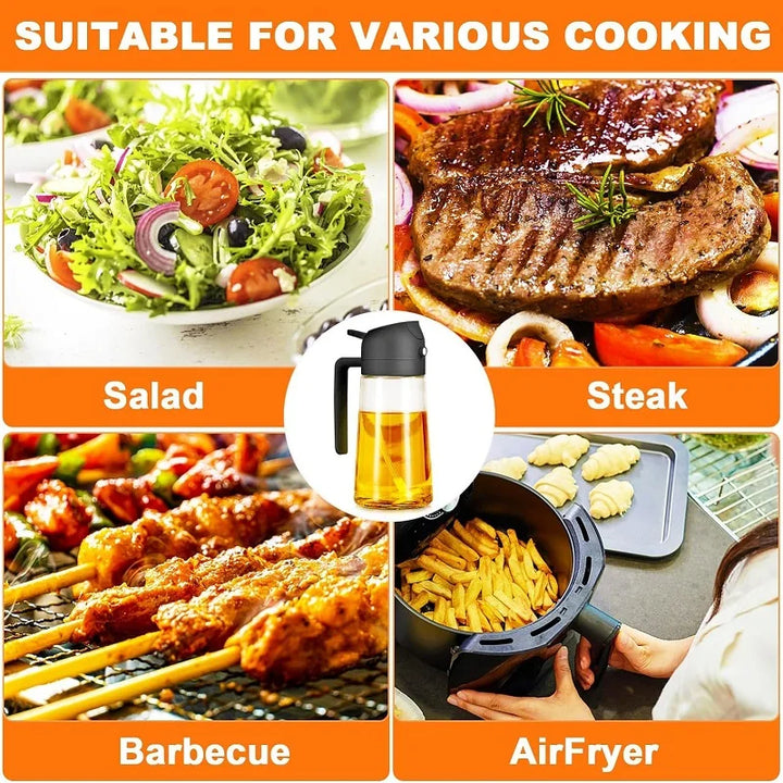 2 in1 Oil Spray Bottle Plastic Kitchen Barbecue Cooking Olive Oil Dispenser Oil Jar Baking Vinegar Soy Sauce Spray Container