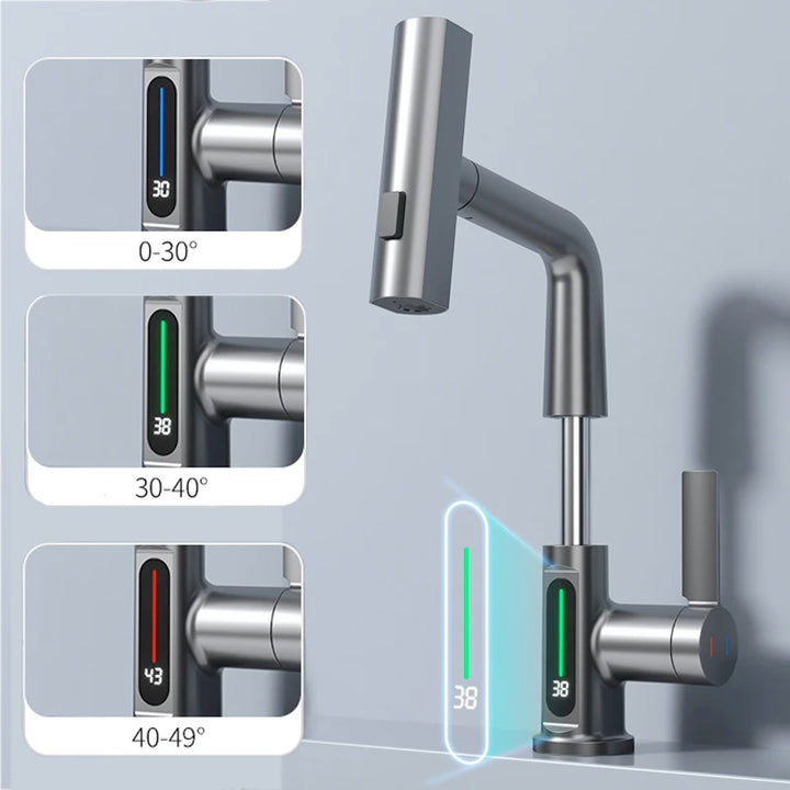 Waterfall Digital Display Basin Faucet for Kitchen & Bathroom