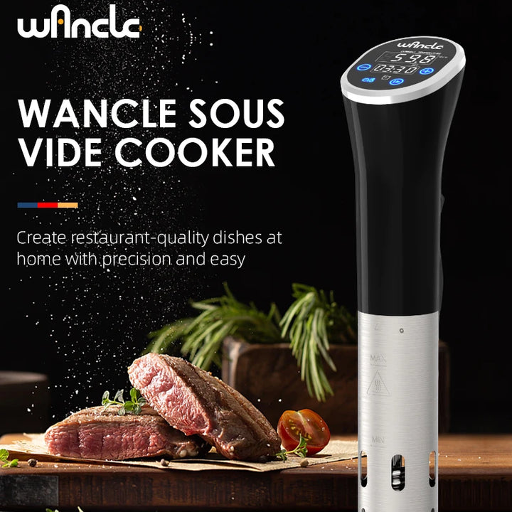 Wancle 1100W Sous Vide Cooker LCD Touch Immersion Circulator Accurate Cooking IPX7 Waterproof Vacuum Cooker with Digital Display