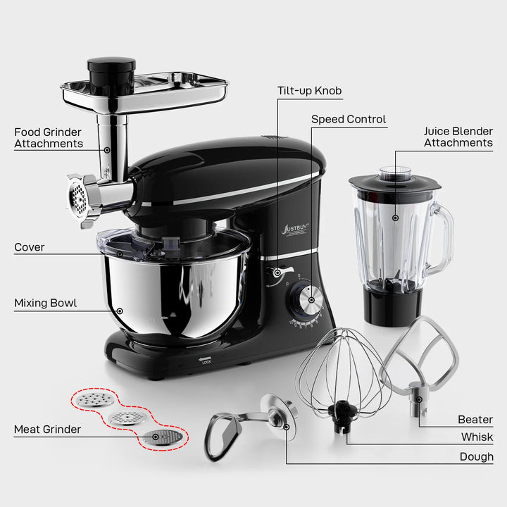 3in1 Kitchen Food Processor With Juicer Meat Grinder Chopper Stand Cream Egg Whisk Mixer  Blender Cake Dough Bread Maker Machine