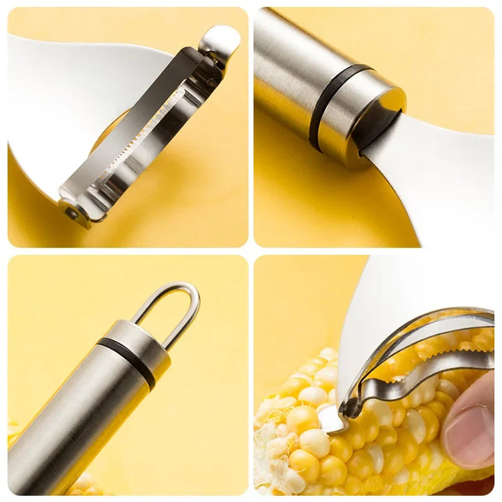 Stainless Steel Corn Peeler – Serrated Cob Stripper & Thresher Tool