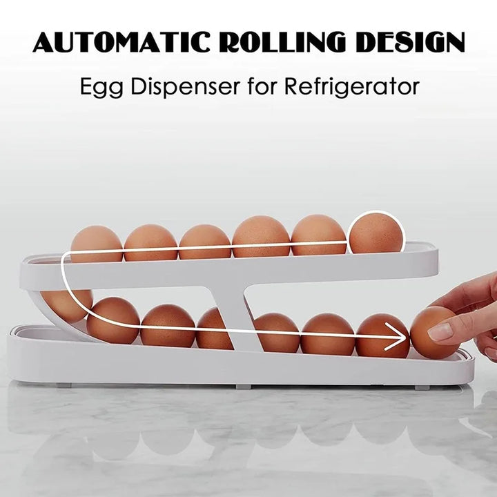 Double Layer Rolling Egg Dispenser Refrigerator Egg Storage Box Automatic Scrolling Egg Holder Household Large Capacity Kitchen