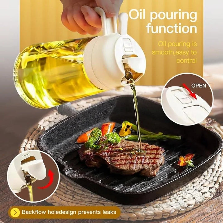 2 in1 Oil Spray Bottle Plastic Kitchen Barbecue Cooking Olive Oil Dispenser Oil Jar Baking Vinegar Soy Sauce Spray Container