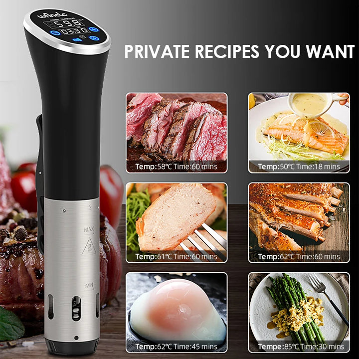 Wancle 1100W Sous Vide Cooker LCD Touch Immersion Circulator Accurate Cooking IPX7 Waterproof Vacuum Cooker with Digital Display