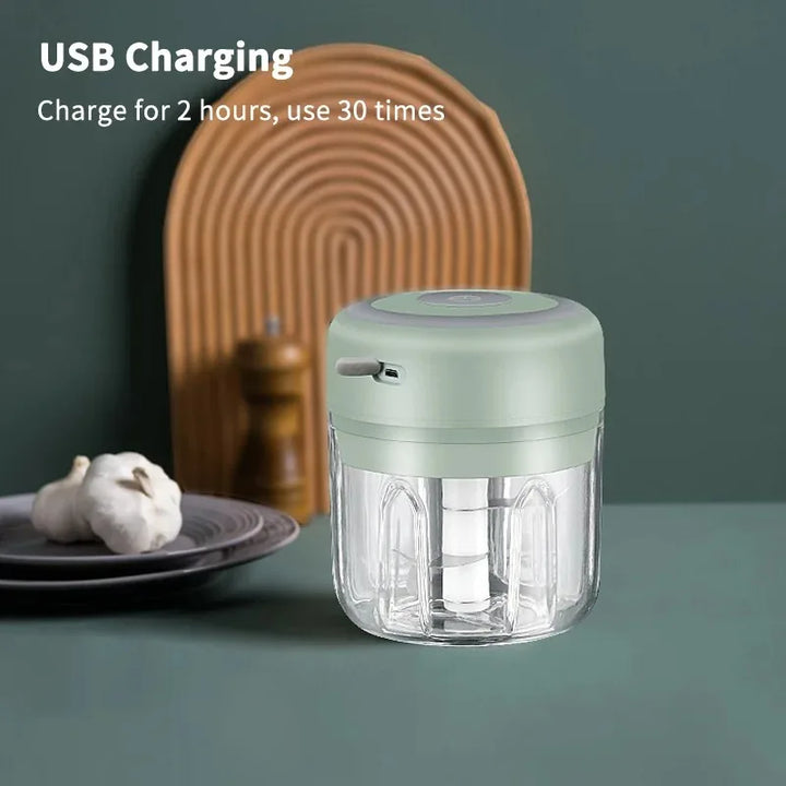 Electric Garlic Crusher 100ml/250ml Portable Chopper USB Charging Ginger Chili Vegetable Masher Machine Kitchen