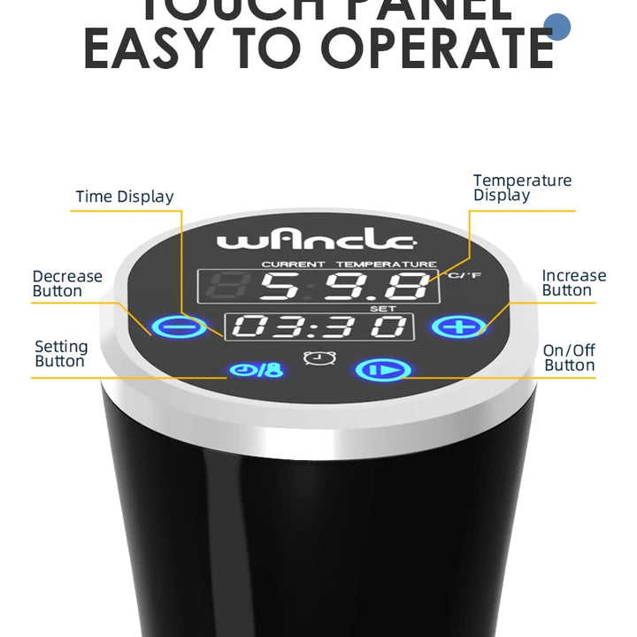 Wancle 1100W Sous Vide Cooker LCD Touch Immersion Circulator Accurate Cooking IPX7 Waterproof Vacuum Cooker with Digital Display