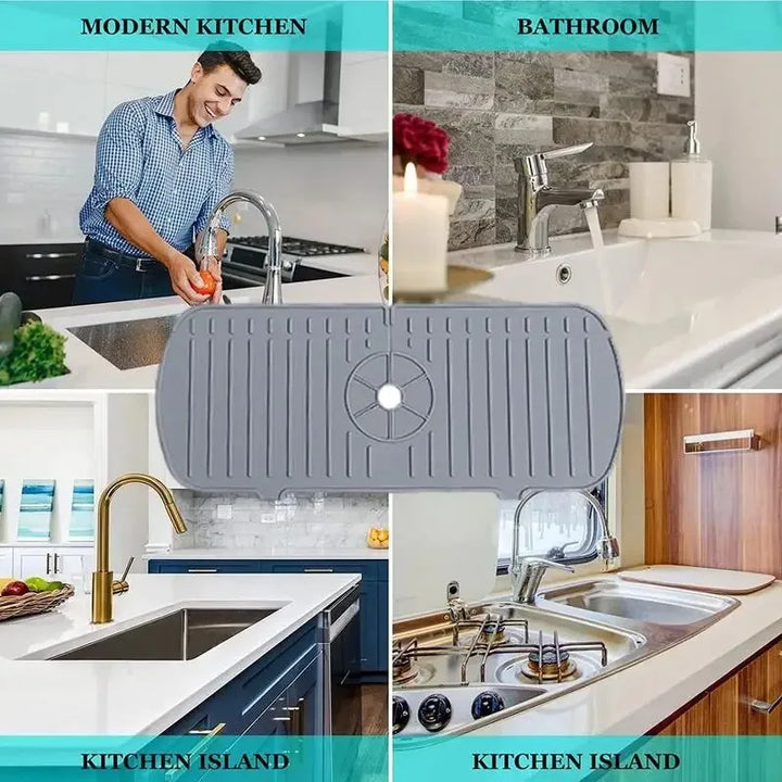 Kitchen Faucet Splash Pad Silicone Sink Faucet Splash Guard Mat Sponge Drain Pad Countertop Protector for Bath Kitchen Gadgets