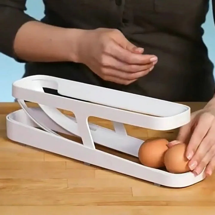 Double Layer Rolling Egg Dispenser Refrigerator Egg Storage Box Automatic Scrolling Egg Holder Household Large Capacity Kitchen