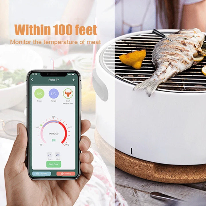 Long Range Smart BBQ BlueTooth Cooking Thermometer Digital Wireless Meat Thermometer With Bluetooth