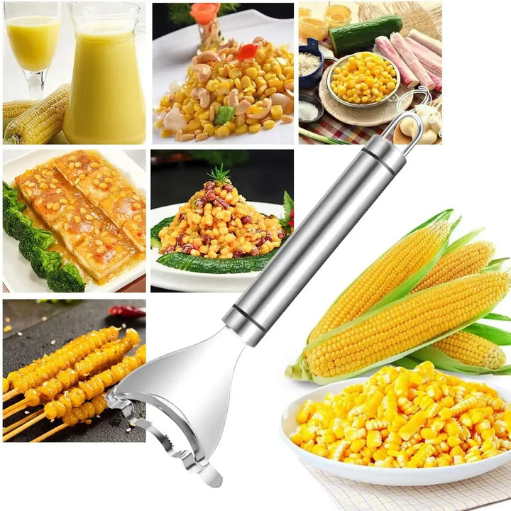 Stainless Steel Corn Peeler – Serrated Cob Stripper & Thresher Tool