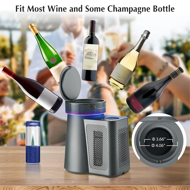 Electric Wine Chiller,34°F-68°F Temperature Control Single Bottle Portable Cooler for Red/White Wine, Champagne EU Plug