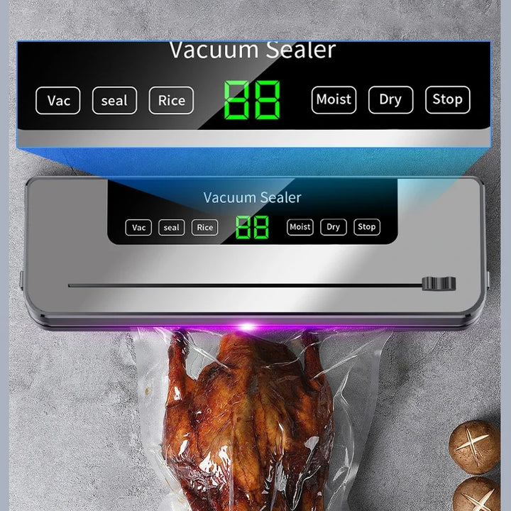 Electric Vacuum Sealer Dry/Wet Food Sealed Packaging Kitchen Food Storage Seal UV Sterilization Built-in Cutter Knife